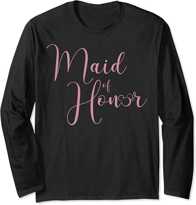 Disney Mickey Mouse Maid Of Honor Cursive Pink Text Logo Long Sleeve T disney-mickey-mouse-maid-of-honor-cursive-pink-text-logo-long-sleeve-t
